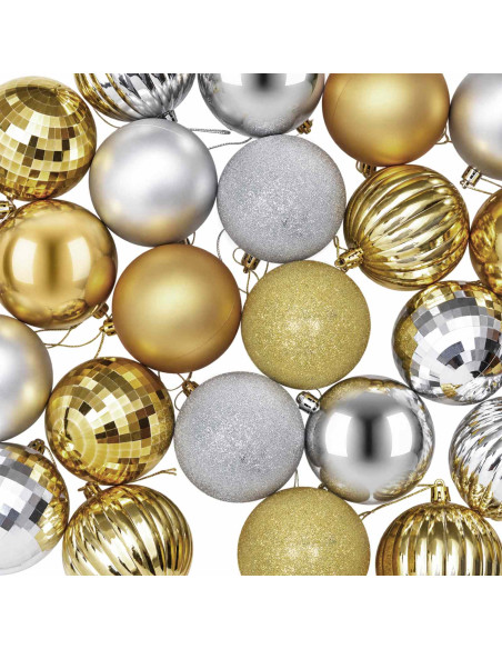 Set di Palline di Natale 50 pz Argento e oro 8 cm Polistirolo