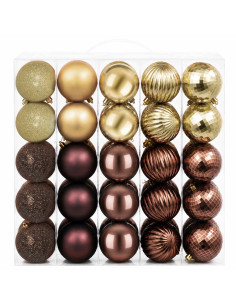 Set di Palline di Natale 50 pz Marrone e oro 8 cm Polistirolo 2
