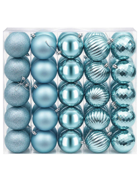 Set di Palline di Natale 50 pz Turchese 8 cm Polistirolo