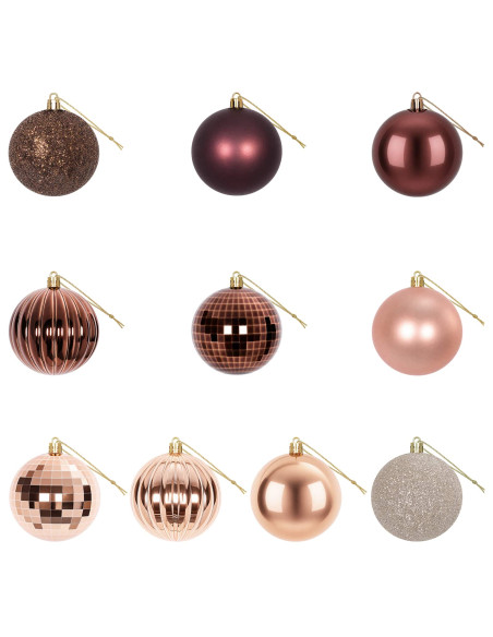 Set di Palline di Natale 50 pz Champagne e marrone 8 cm