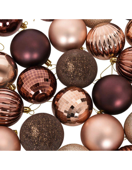 Set di Palline di Natale 50 pz Champagne e marrone 8 cm