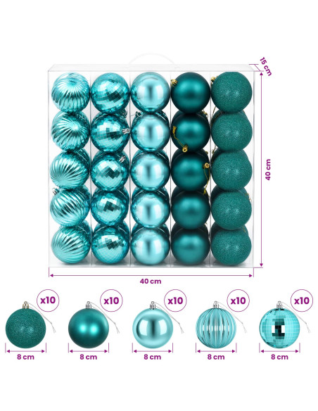 Set di Palline di Natale 50 pz Verde 8 cm Polistirolo