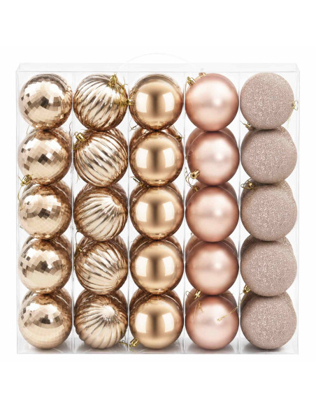 Set di Palline di Natale 50 pz Oro rosa 8 cm Polistirolo