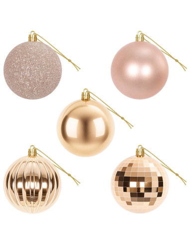 Set di Palline di Natale 50 pz Oro rosa 8 cm Polistirolo