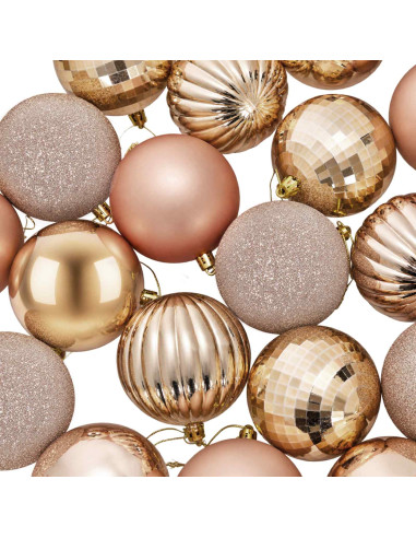 Set di Palline di Natale 50 pz Oro rosa 8 cm Polistirolo