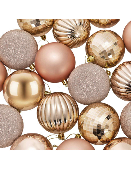 Set di Palline di Natale 50 pz Oro rosa 8 cm Polistirolo
