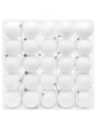 Set di Palline di Natale 50 pz Bianco 8 cm Polistirolo
