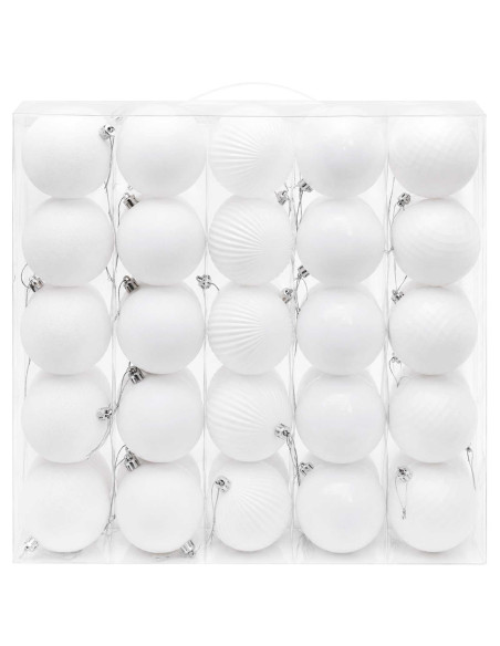 Set di Palline di Natale 50 pz Bianco 8 cm Polistirolo