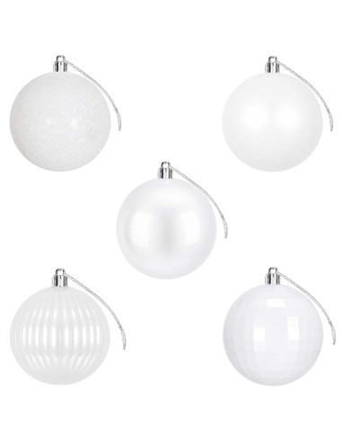 Set di Palline di Natale 50 pz Bianco 8 cm Polistirolo
