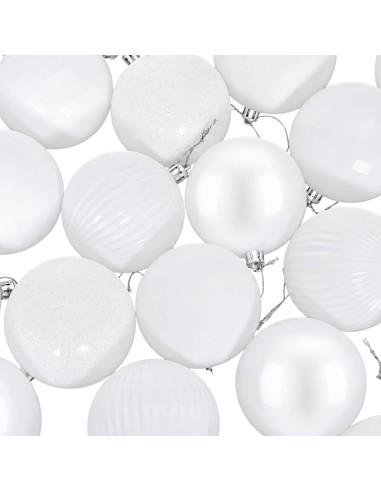 Set di Palline di Natale 50 pz Bianco 8 cm Polistirolo