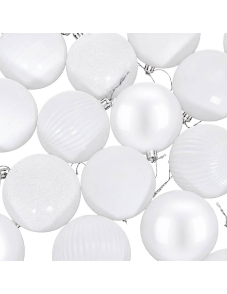 Set di Palline di Natale 50 pz Bianco 8 cm Polistirolo