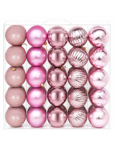 Set di Palline di Natale 50 pz Rosa 8 cm Polistirolo 2