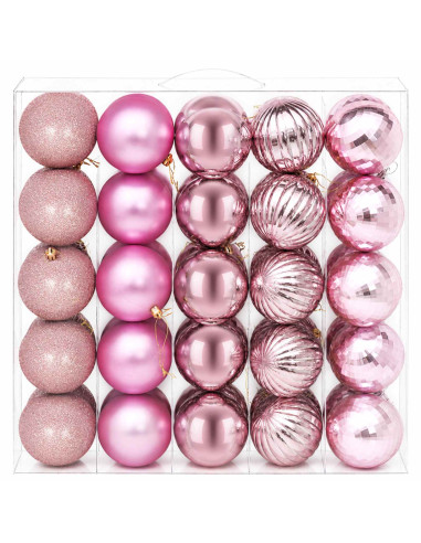 Set di Palline di Natale 50 pz Rosa 8 cm Polistirolo