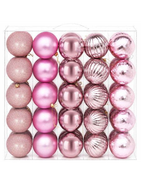 Set di Palline di Natale 50 pz Rosa 8 cm Polistirolo