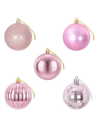 Set di Palline di Natale 50 pz Rosa 8 cm Polistirolo