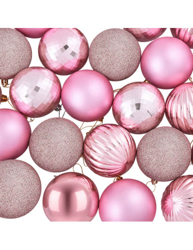 Set di Palline di Natale 50 pz Rosa 8 cm Polistirolo
