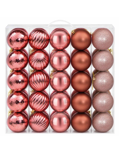 Set di Palline di Natale 50 pz Rosa e rosé 8 cm Polistirolo