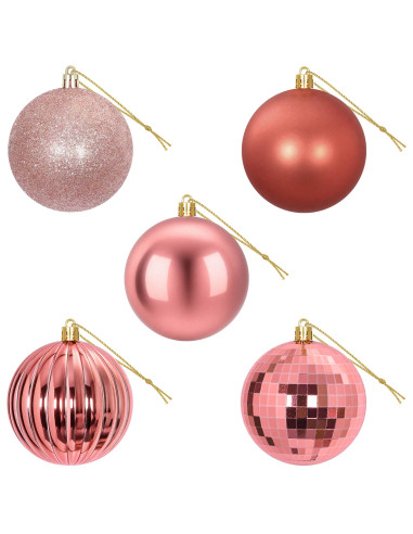 Set di Palline di Natale 50 pz Rosa e rosé 8 cm Polistirolo