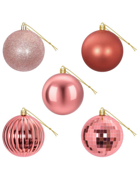 Set di Palline di Natale 50 pz Rosa e rosé 8 cm Polistirolo