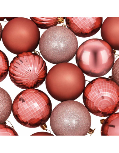 Set di Palline di Natale 50 pz Rosa e rosé 8 cm Polistirolo