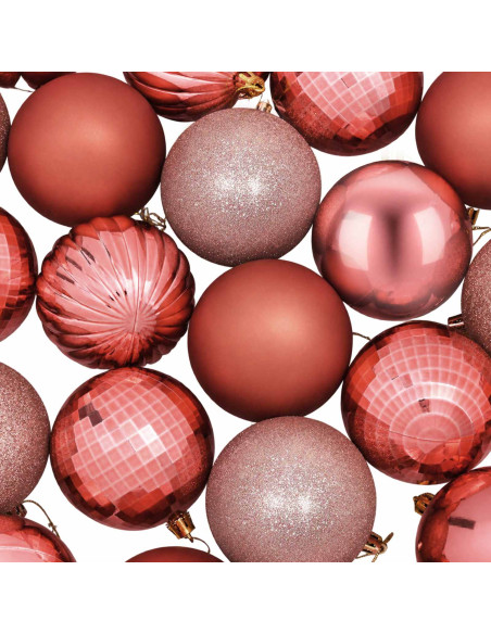 Set di Palline di Natale 50 pz Rosa e rosé 8 cm Polistirolo