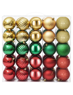 Set di Palline di Natale 50 pz Rosso, oro e verde 8 cm 2