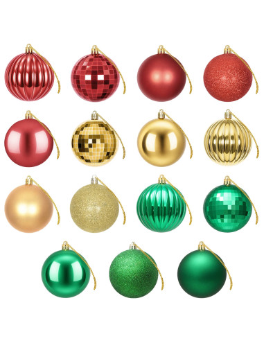 Set di Palline di Natale 50 pz Rosso, oro e verde 8 cm
