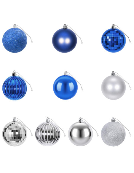 Set di Palline di Natale 50 pz Blu e argento 8 cm Polistirolo