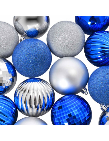 Set di Palline di Natale 50 pz Blu e argento 8 cm Polistirolo