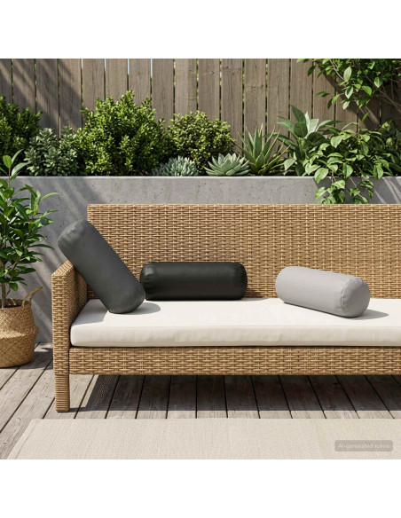 Cuscino 2 pz HEERLEN Nero Ø 15 x 40 cm Poliestere