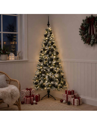 Albero di Natale artificiale con palline 150 cm 150 LED