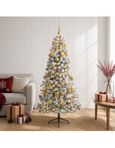 Albero di Natale artificiale con palline 120 cm 150 LED