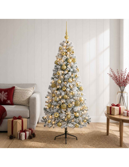 Albero di Natale artificiale con palline 120 cm 150 LED