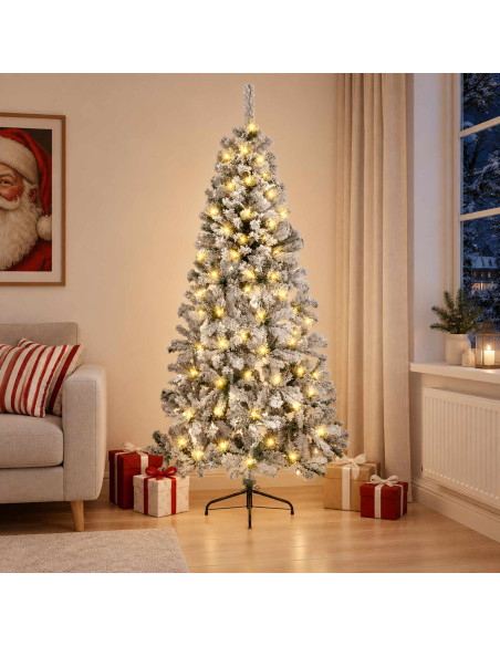 Albero di Natale Artificiale con Rami Pieghevoli 150 cm 150 LED