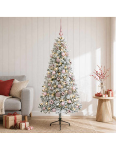 Albero di Natale artificiale con palline 150 cm 150 LED