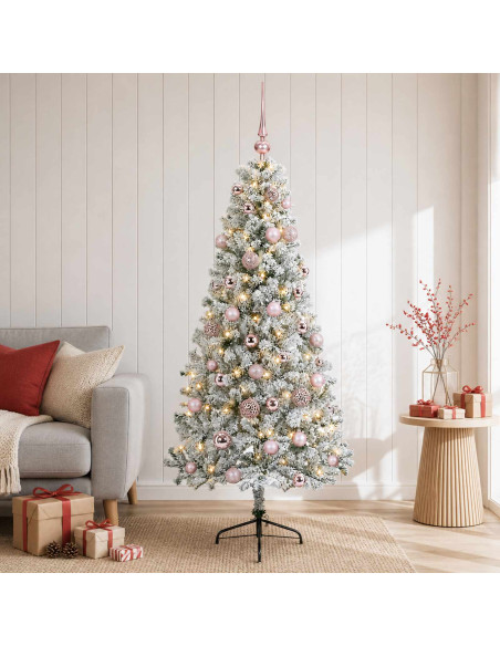 Albero di Natale artificiale con palline 150 cm 150 LED
