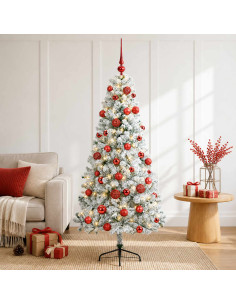 Albero di Natale artificiale con palline 150 cm 150 LED
