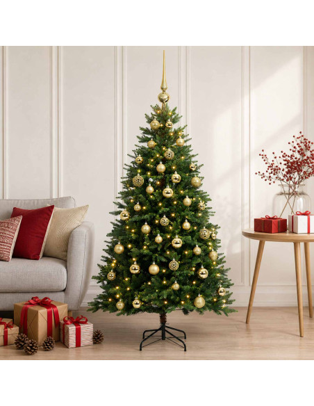 Albero di Natale Artificiale con Palline 120 cm 150 LED