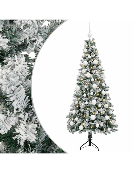 Albero di Natale artificiale con palline 150 cm 150 LED