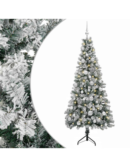 Albero di Natale artificiale con palline 120 cm 150 LED