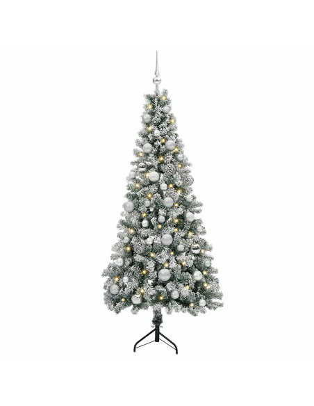 Albero di Natale artificiale con palline 120 cm 150 LED