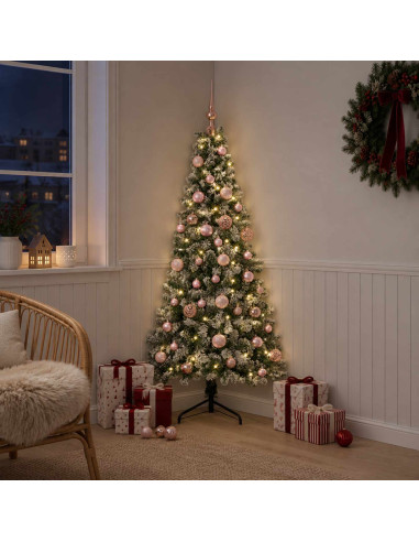 Albero di Natale artificiale con palline 120 cm 150 LED