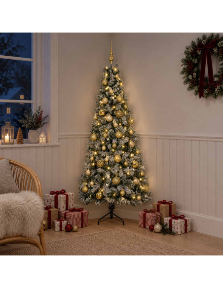 Albero di Natale artificiale con palline 150 cm 150 LED