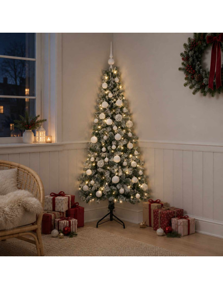Albero di Natale artificiale con palline 120 cm 150 LED