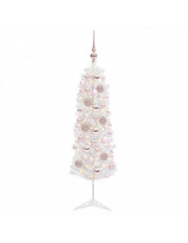 Albero di Natale Artificiale Slim con Palline 150 cm 150 LED