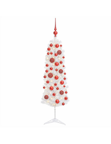 Albero di Natale Artificiale Slim con Palline 150 cm 150 LED