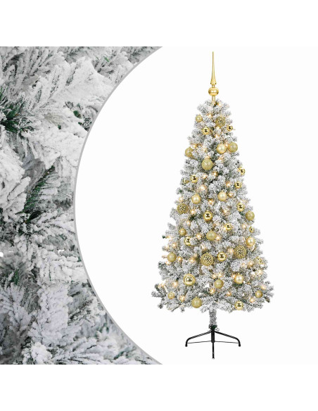 Albero di Natale artificiale con palline 120 cm 150 LED