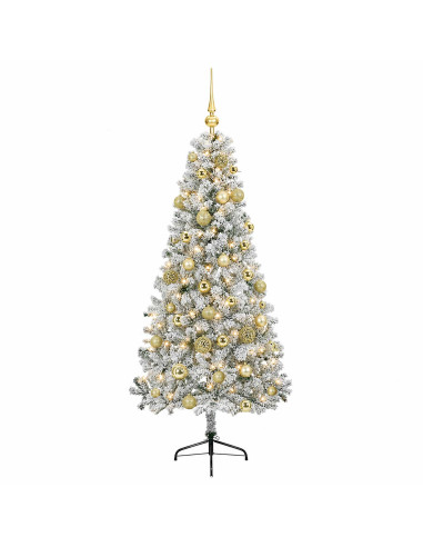 Albero di Natale artificiale con palline 120 cm 150 LED