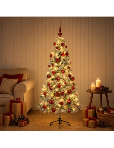 Albero di Natale artificiale con palline 120 cm 150 LED