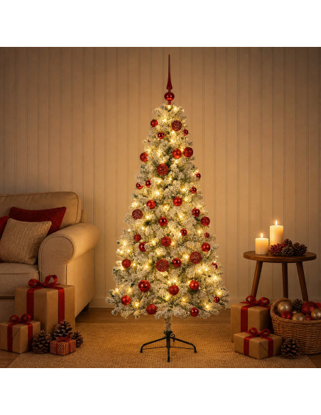 Albero di Natale artificiale con palline 120 cm 150 LED